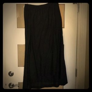 Black linen high low skirt by Eskandar